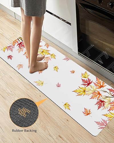 Miniatura 5 de Tapete de baño con hojas de otoño, antideslizante, de secado rápido y absorbente, tierra de diatomeas, fregadero, dormitorio, cocina, lavable,