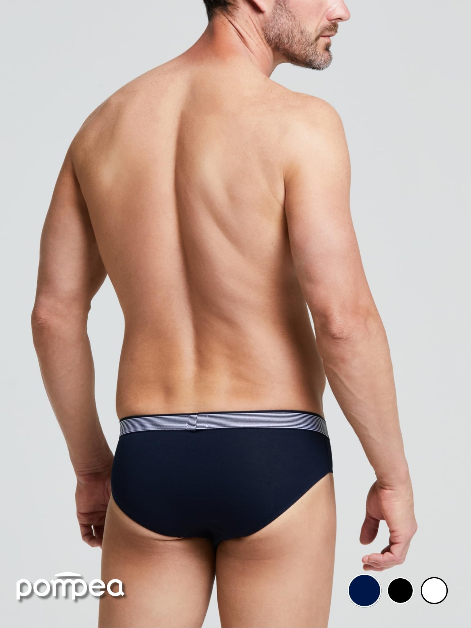 POMPEA 3 Pezzi Slip Uomo in Cotone Elasticizzato, Mutande Uomo con Cinturino a Contrasto