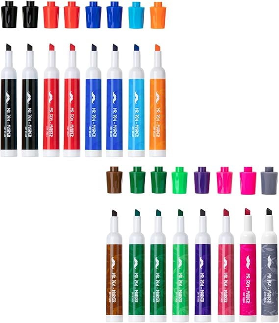 Mr. Pen Dry Erase Markers, Low Odor Chisel Tip, 16 Pack