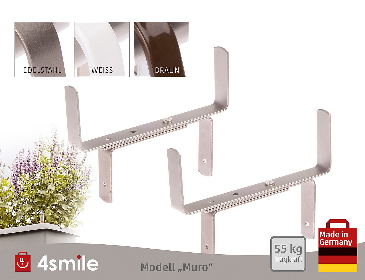 Blumenkastenhalterung Mauer  Bunte Bltenpracht fr perfekte  Sommerstimmung  Made in Germany Blumenkastenhalter in Braun zur Befestigung  auf der Mauer  Fr Ksten bis 15cm : Amazon.de: Garten