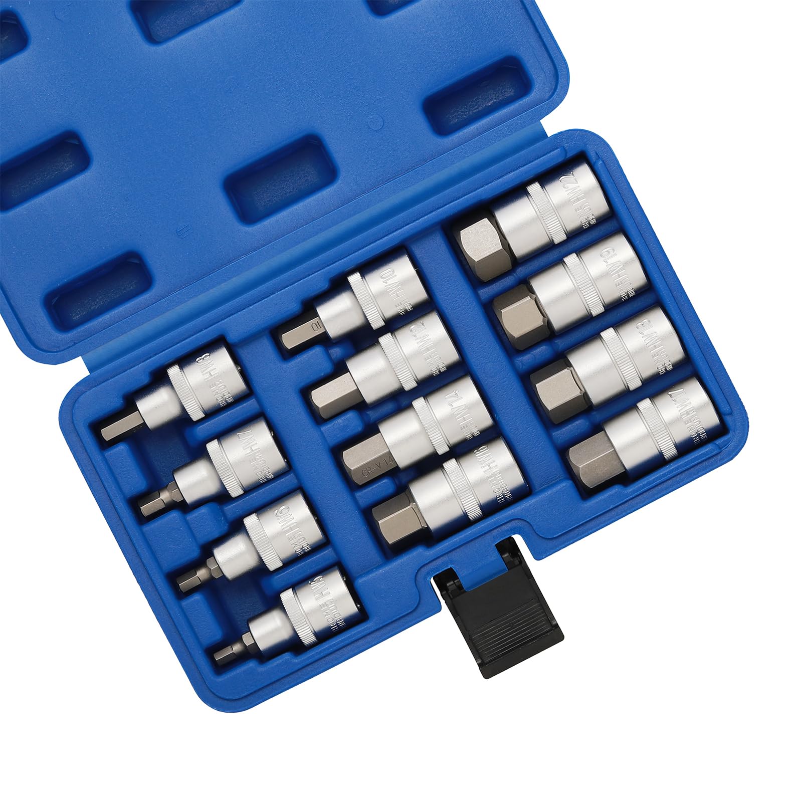 MIXPOWER 12 PCS 1/2-Inch Drive Hex Bit Socket Set, H-Type, 5mm to 22mm, CR-V