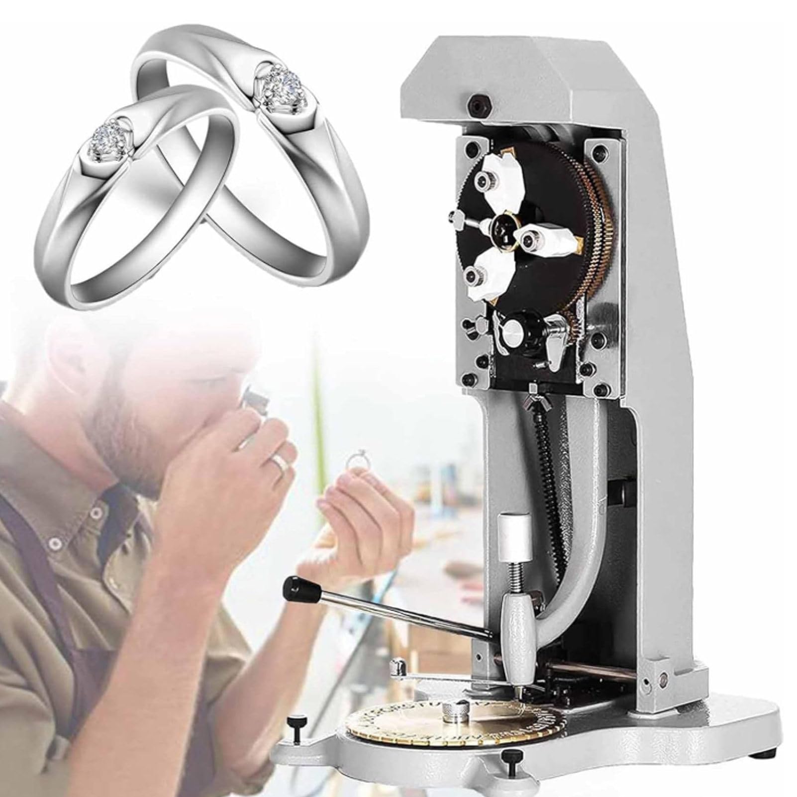Cashwise Inside Ring Engraver Machine with 2 Fonts Dial, Double Sided Dial Ring Engraving Stamping Machine, 1.5mm-2.0mm Letter Block Ring Engraver Machine for Rings Inner Engraving