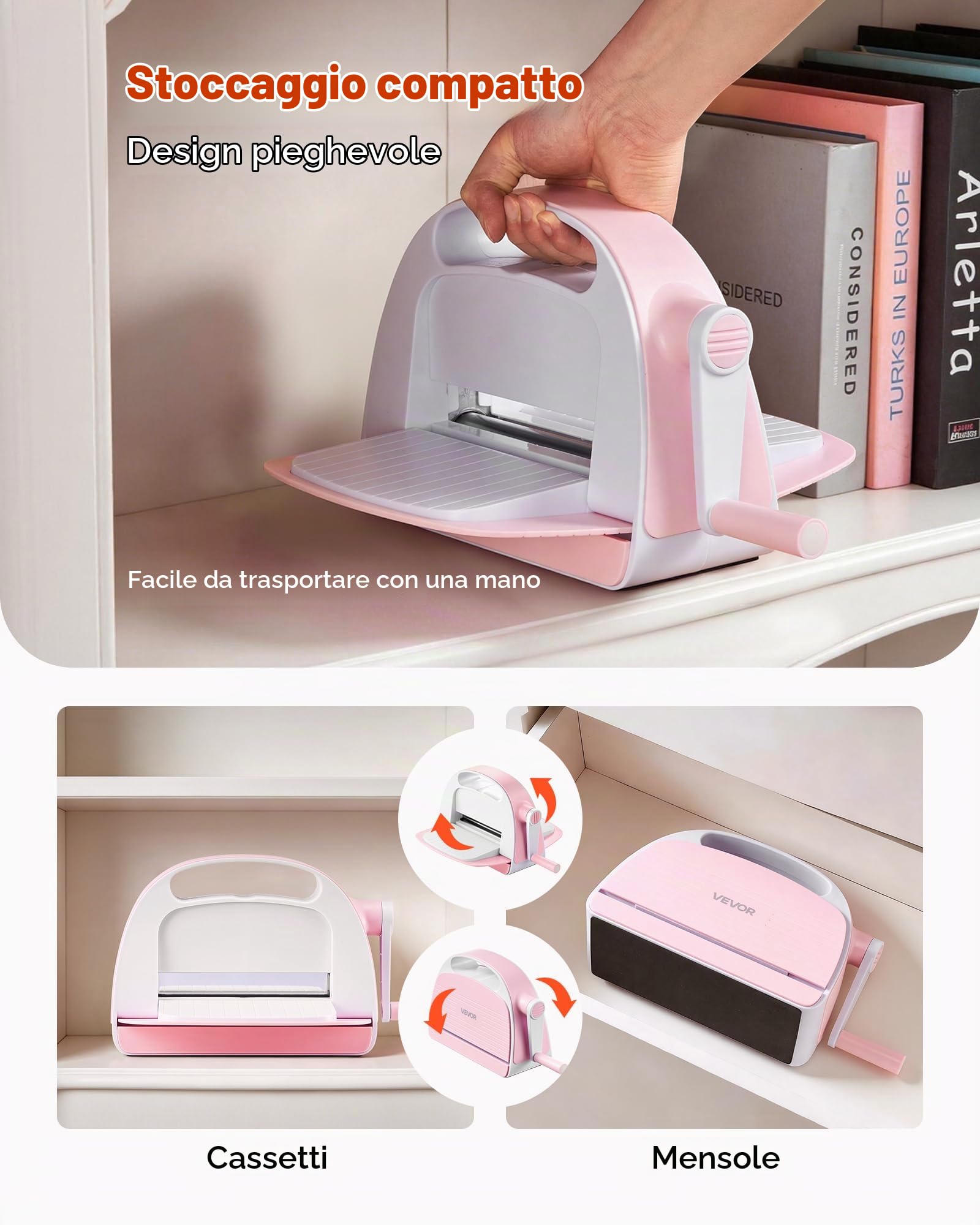 VEVOR Macchina Fustellatrice per Fai Da Te, Goffratrice Manuale Apertura 152 mm, Set Portatile con Fustelle Cartelle per Goffratura Fogli di Carta e Piastre di Taglio, per Scrapbooking Artigianato