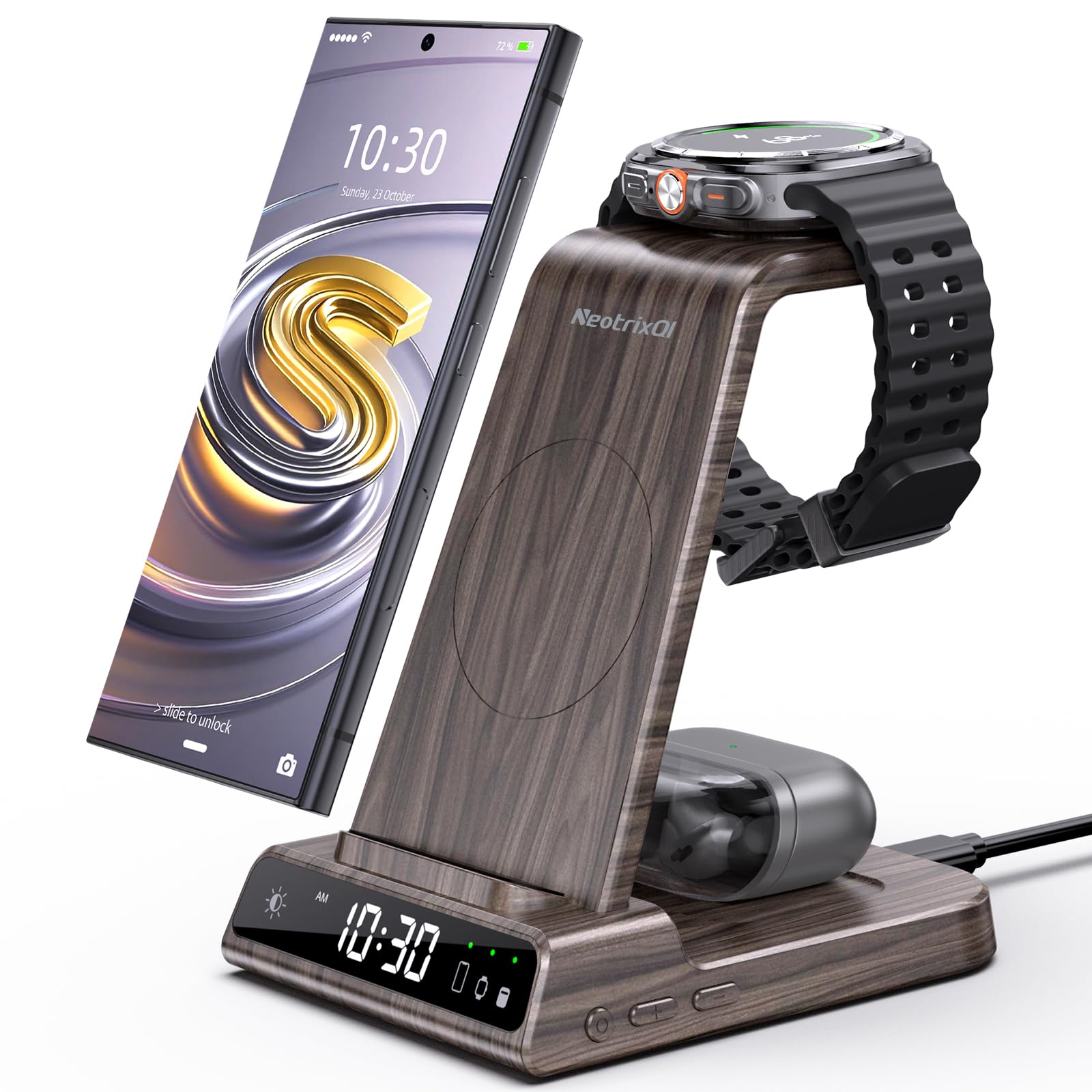 Wireless Charger for Samsung Charging Station, 3 in 1 Android Phone Charger for Galaxy S25 Ultra/S24 Ultra/S23/Flip7, Galaxy Watch 8/8 Classic/Ultra/7/6/5, Galaxy Buds 3 Pro/3