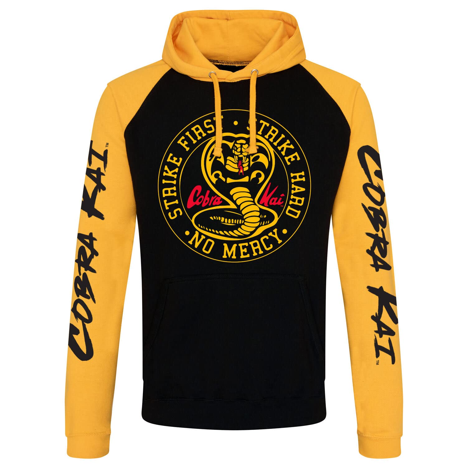 Cobra Kai Officially Licensed Baseball Hoodie (Black - Yellow), Small