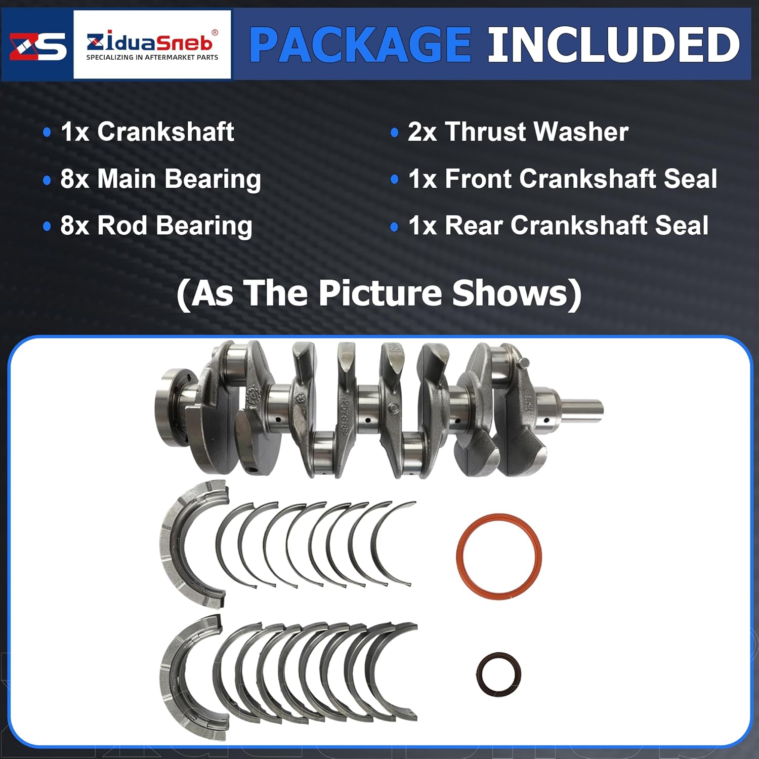 2.4 Crankshaft w/Main & Rod Bearings Seal Set Fit For GMC Terrain Chevy Captiva Sport Equinox Malibu Buick Lacrosse Regal Verano 2.4L L4 Ecotec DOHC 2011-2017 12578164 12578182 12591093
