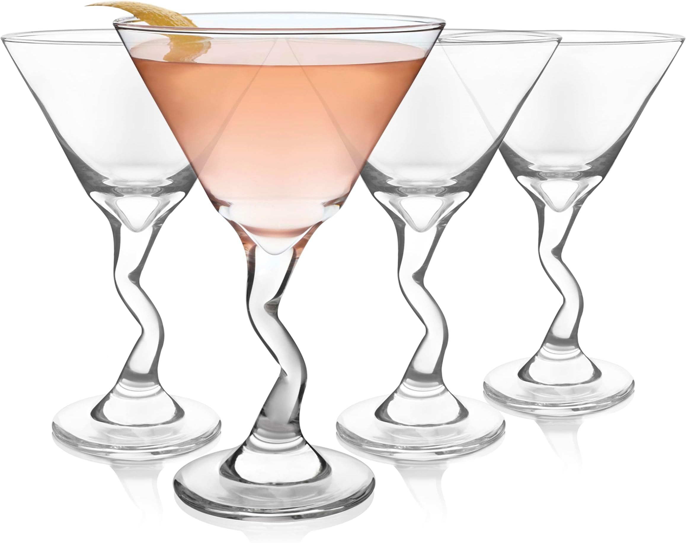 Libbey Z-Stem Martini Glasses Set of 4, Lead-Free Glasses with Z- Stem, Dishwasher Safe Martini Glasses Set for Parties