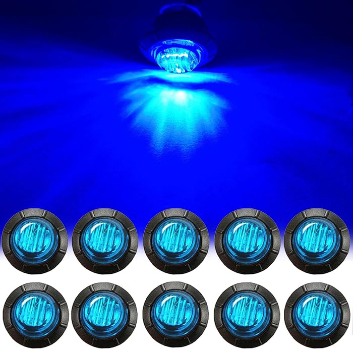 Buy NBWDY 10Pcs 3/4In Round Blue LED Bullet Marker lights, Front Rear