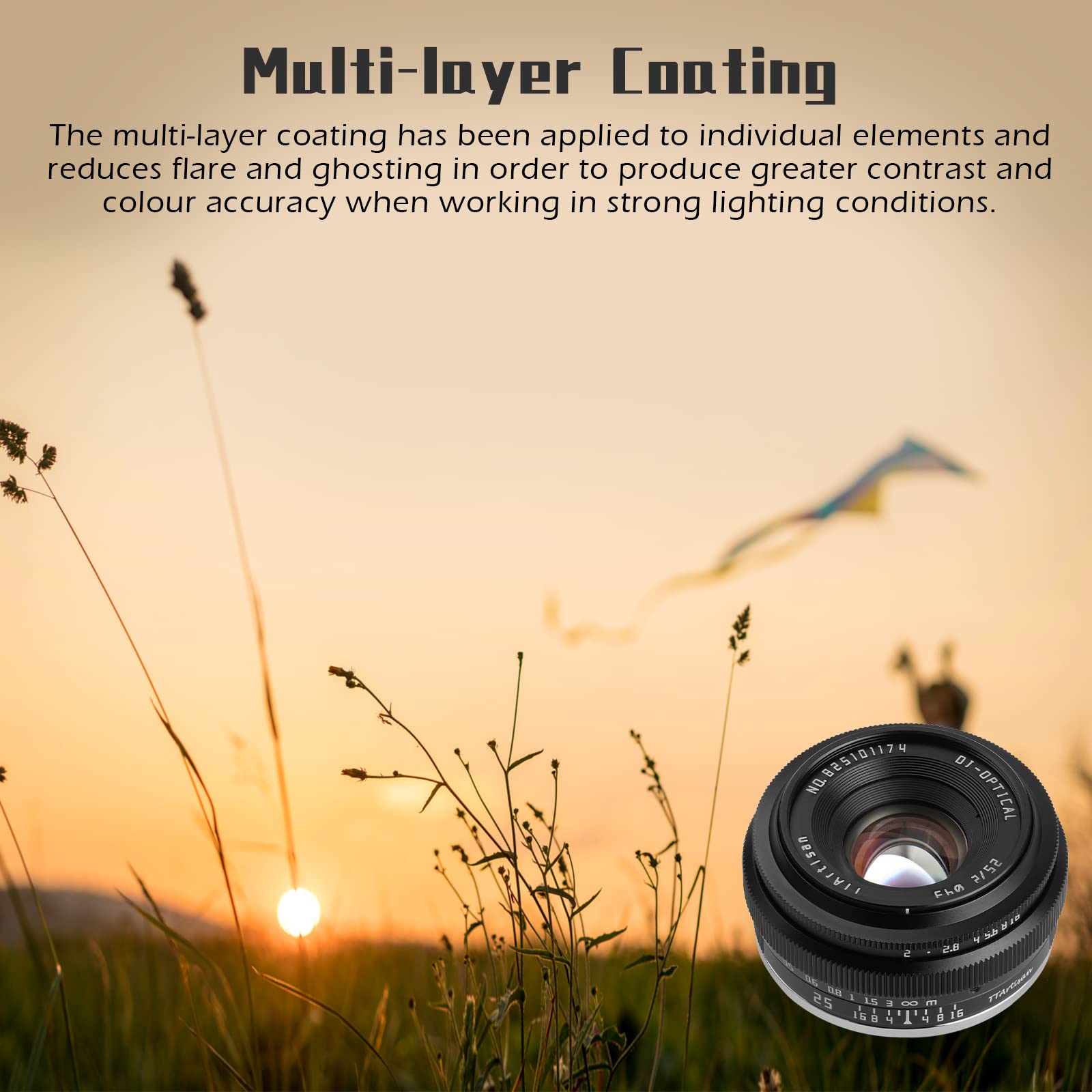 TTartisan 25mm F2 X Mount Objektiv, APS-C Manueller Fokus Weitwinkel Objektiv für Fuji X Mount, Kompatibel mit Fuji X-Mount Spiegellosen Kameras X-PRO1 X-PRO2 X-E1 X-E2 X-E3