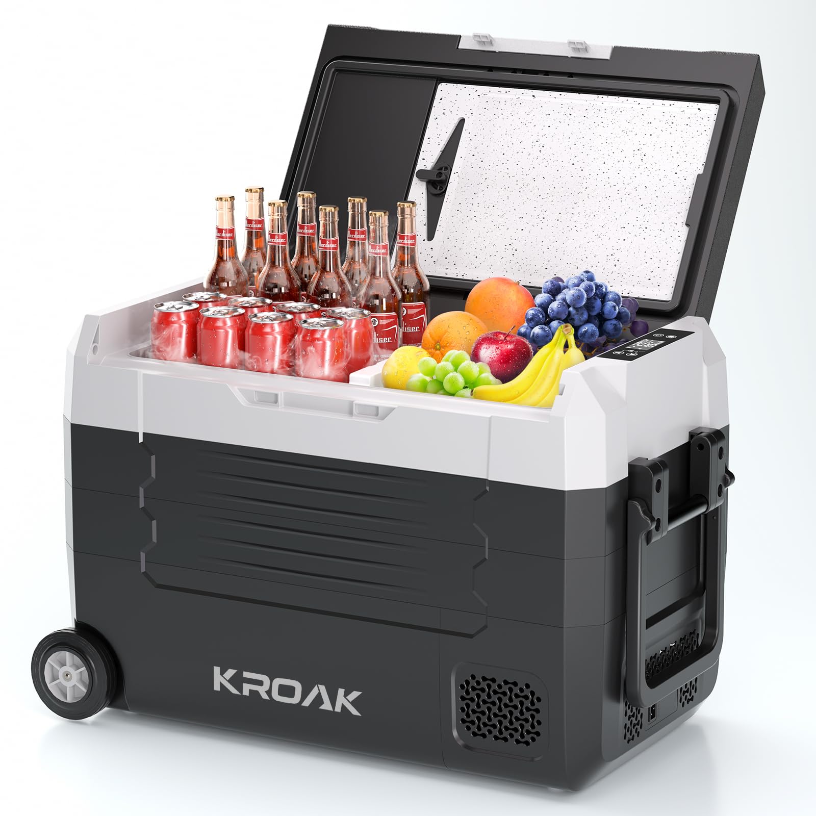 KROAK Nevera portátil de 35 L/45 L, 12/24 V, congelador eléctrico, congelador pequeño -20 ℃~ 20 ℃, Nevera portátil con compresor eléctrico para Coche, Camping, camión, Barco