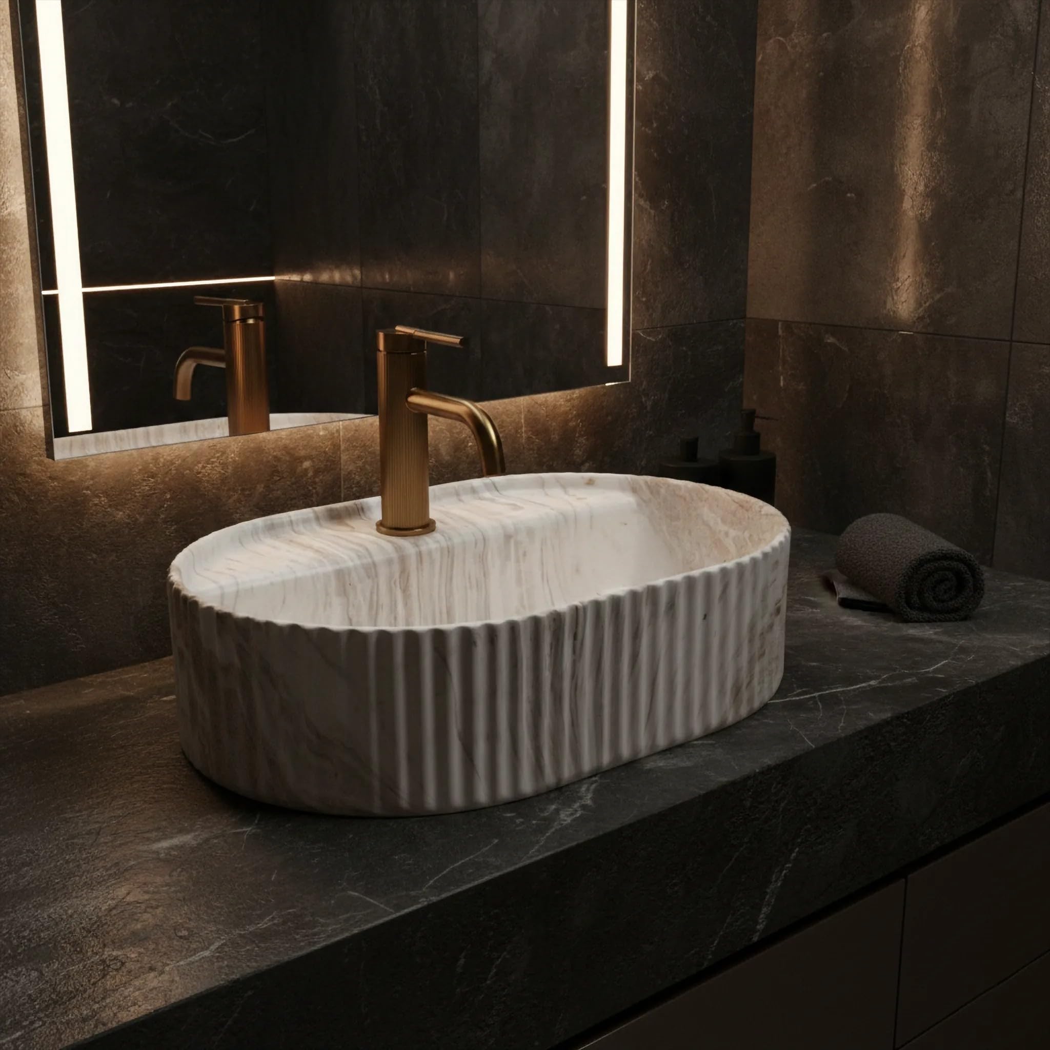 Rea - Vasque À Poser - Marcela 50 Kallisto Ovale - Ceramiche Sanitarie - Beige - 50x36x13,5 cm