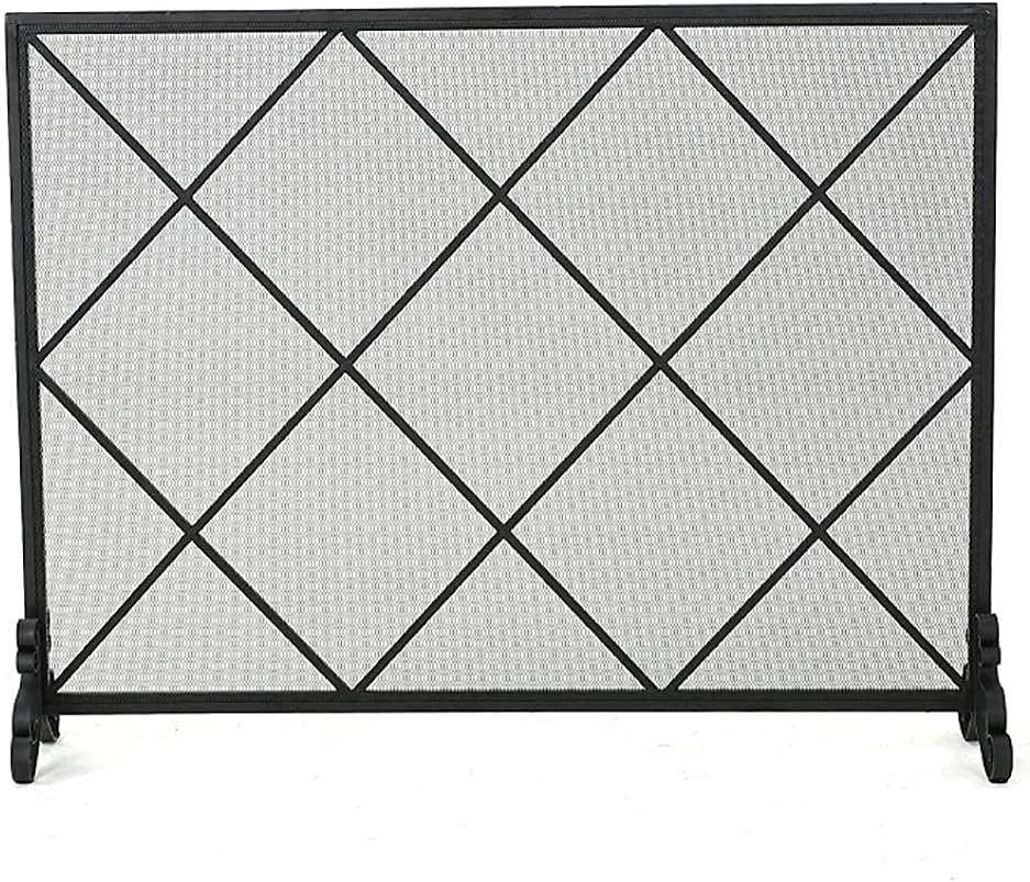 Fireplace Screen Guard, Fireplace Screen Single Panel Fireplace Screen， Wrought Iron Partition Standing SafetyGuard， 41.5" L × 8.9" W × 31.2" H