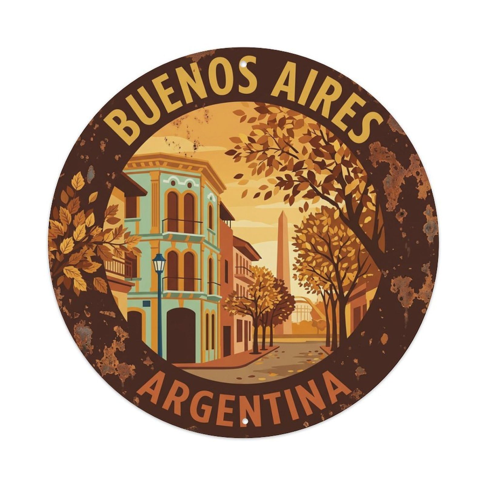 Vintage Travel Buenos Aires Argentina Autumn Metal Tin Sign