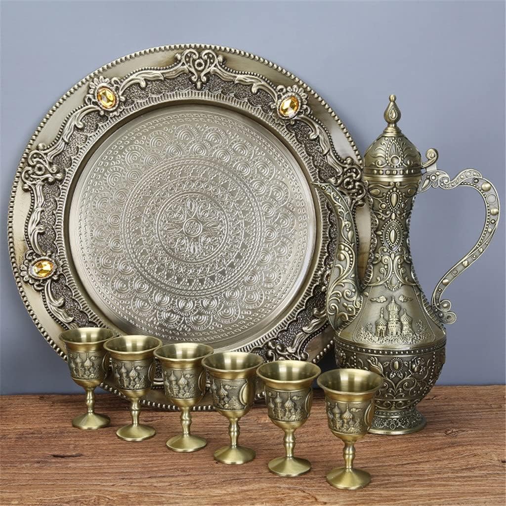 European-style Zinc Alloy Wine Glass Wine Set Metal Crafts Gifts Home Wine Cabinet Decorative Ornaments(E)