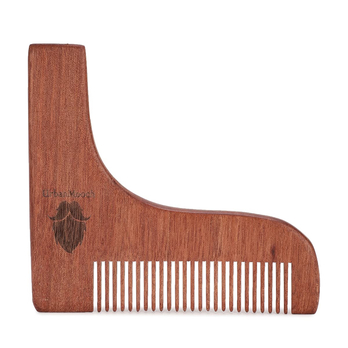 UrbanMooch Red Sandalwood Beard Shaper Comb For Men | Beard Shaping Tool For Best Shape Of Beard | Sandalwood Hair Comb | Style Your Beard Your Way At Home
