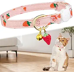 Coleira ajustável para cães, estampas de frutas fofas, coleira de cachorro com pingente, coleiras para animais de estimação para cães pequenos, médios e grandes, gatos, rosa, M