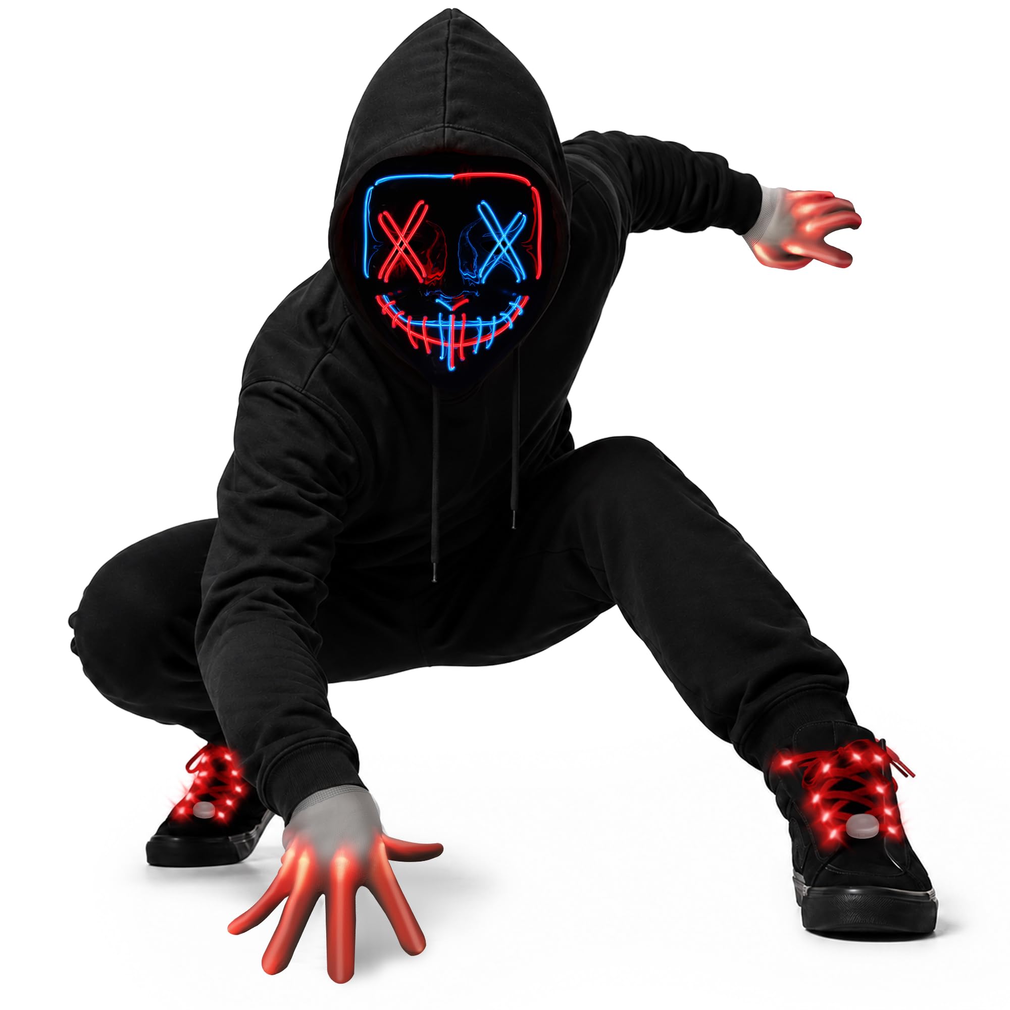 Philivivi Scary LED Halloween Costume Set 3 Pack Red