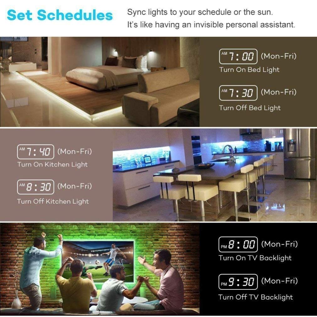 Tira Led RGB 5M, Luces Led Smart 5050 Control App Habitacion con Controlador WiFi Sincronizar Música 24 Teclas Control Remoto RF Luz De Ambiente para El Hogar Dormitorio Habitación TV Fiesta,20M