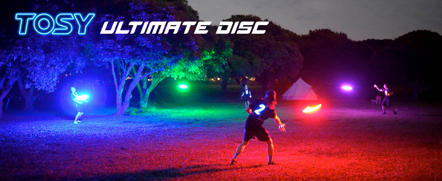 TOSY Flying Disc - 108 RGB Multicolor or 36 Monocolor LEDs, Super Bright, Smart Modes, Easter Basket Stuffers Gift, Camping Toy for Kid/Teen/Adult, Auto Light Up, Rechargeable, Waterproof, 175g