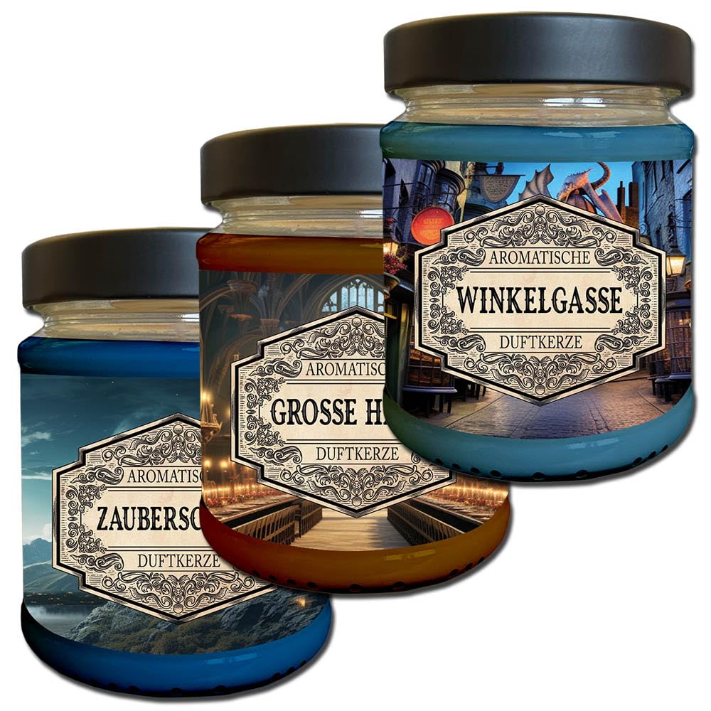 Fantasy Nerd Duftkerze | Handgemacht in Deutschland | 240ml | 40 Stunden Brenndauer | Geburtstagsgeschenk | Geschenkidee | Weihnachten (Magisches 3er Bundle)