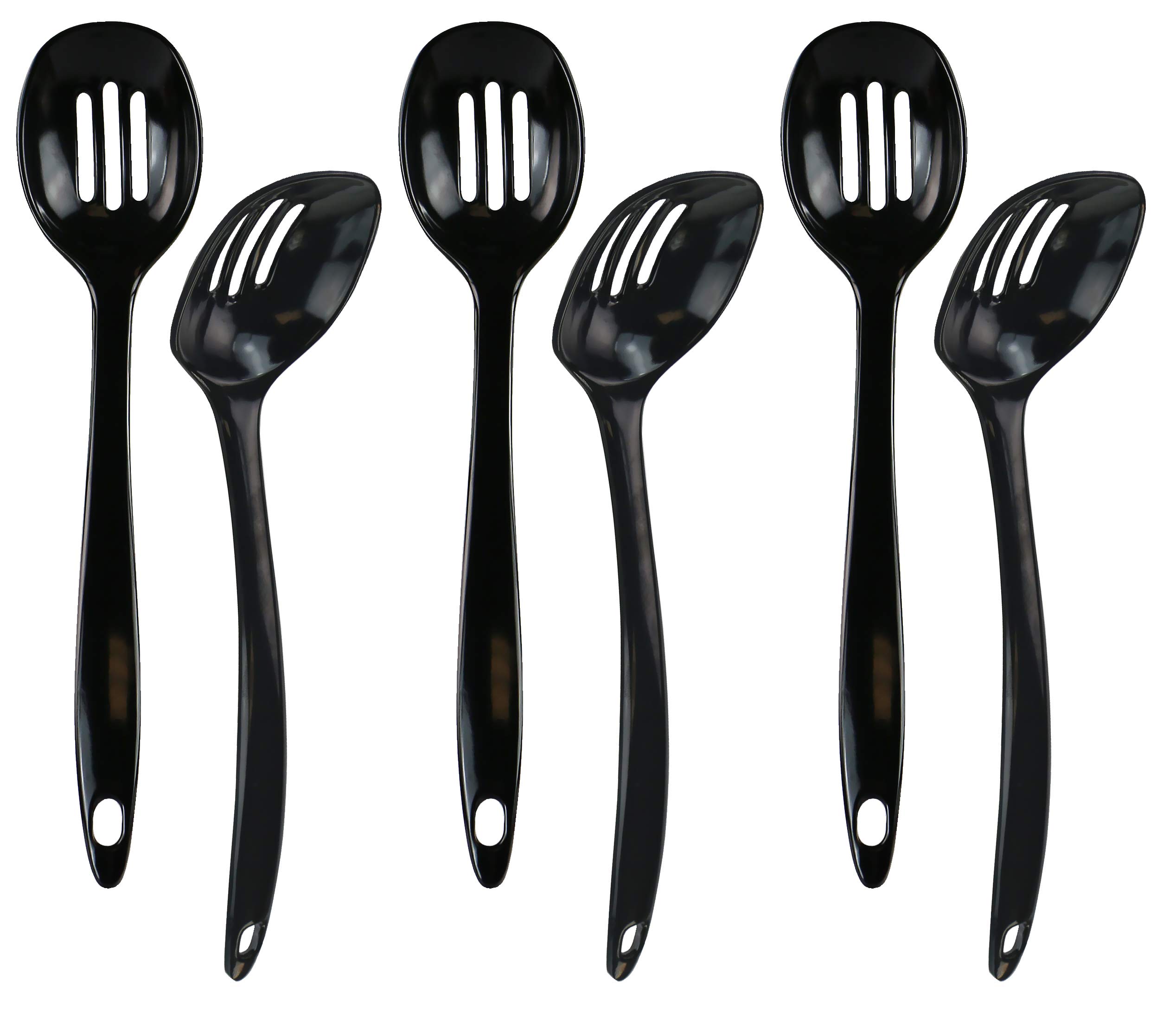 Reston Lloyd Melamine Slotted Spoon Kitchen Utensil, Premium Quality Utensil with Heat Resistant Ergonomic Handle, Durable BPA-Free Plastic, 11.5 inch long, Set of 6,