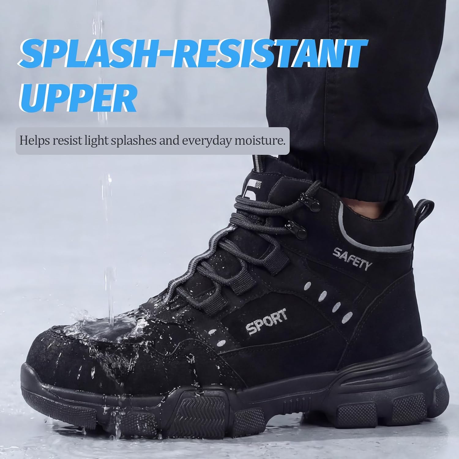 GUSAYEX Steel Toe Boots for Men High Top Work Safety Boots with Kevlar Puncture Resistant Midsole Lightweight Industrial Men's Work & Utility Shoes for Construction Warehouse Factory Jobs