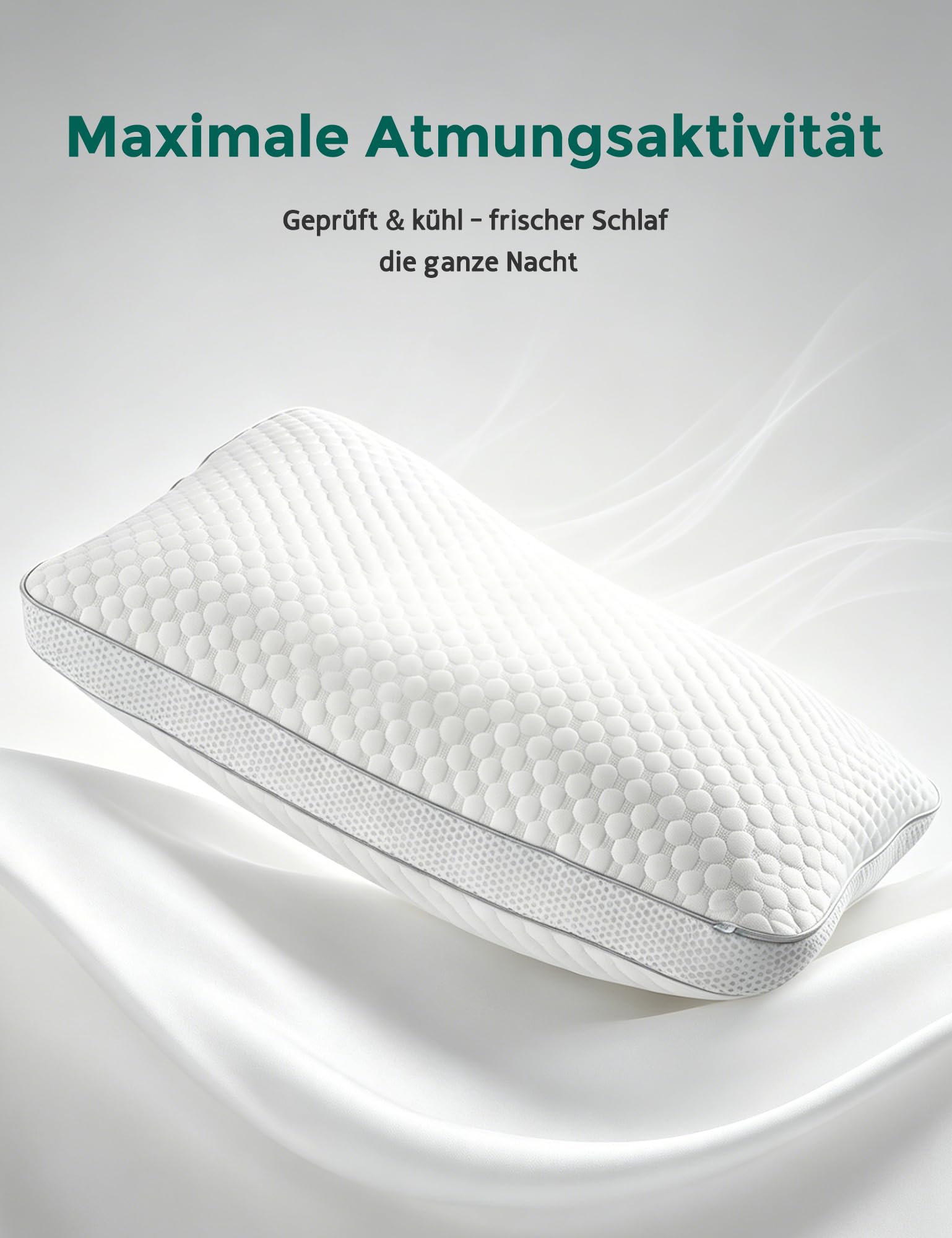 APSMILE Kopfkissen 50x75 cm - Memory Foam Kissen für Seitenschläfer & Mehr - Höhenverstellbares Schlafkissen mit hochwertiger Füllung gegen Nackenschmerzen - Atmungsaktiv - Abnehmbarer Bezug