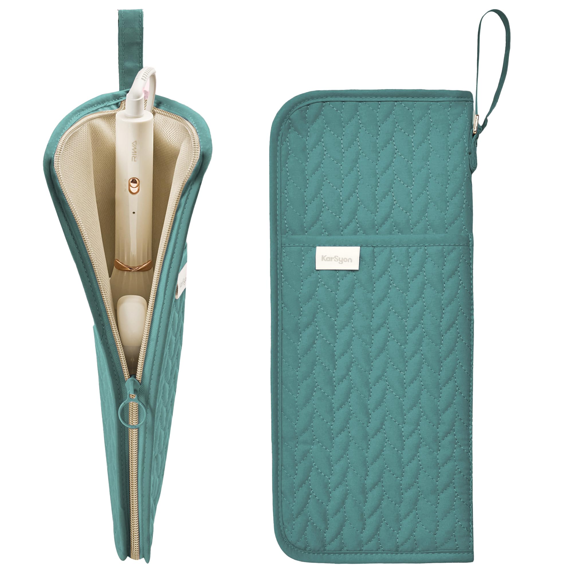 Hot Tools Organizer Heat Resistant Mat Case Hair Tools Holder Travel Bag Portable Hair Styling Tools Cover Pouch for Curling Iron,Flat Iron,Hair Straightener, Teal, Lie Fallow