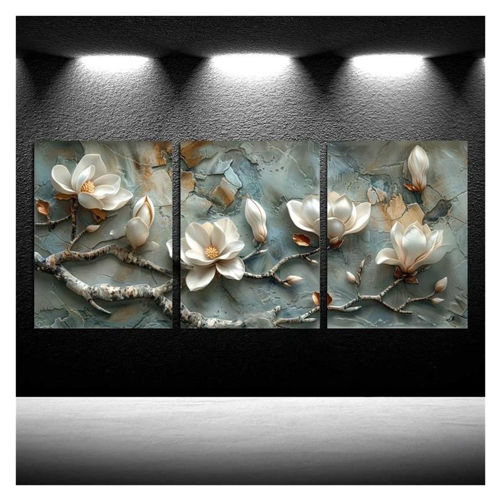 Byambd R Aesthetic Pictures No Frame Poste 3Pcs Magnolia Flowers Canvas Painting Home Decoration,Abstract Blooming Flora Painting(,50X70cm)
