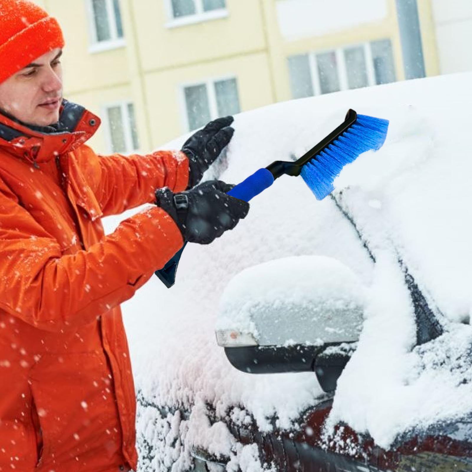 Generico Scapplaggio del Ghiaccio Staccabile per Parabrezza Auto Spazzola Neve Pala Scomparsa Raschietto Ghiaccio Remover Snow Schiuma ergonomica