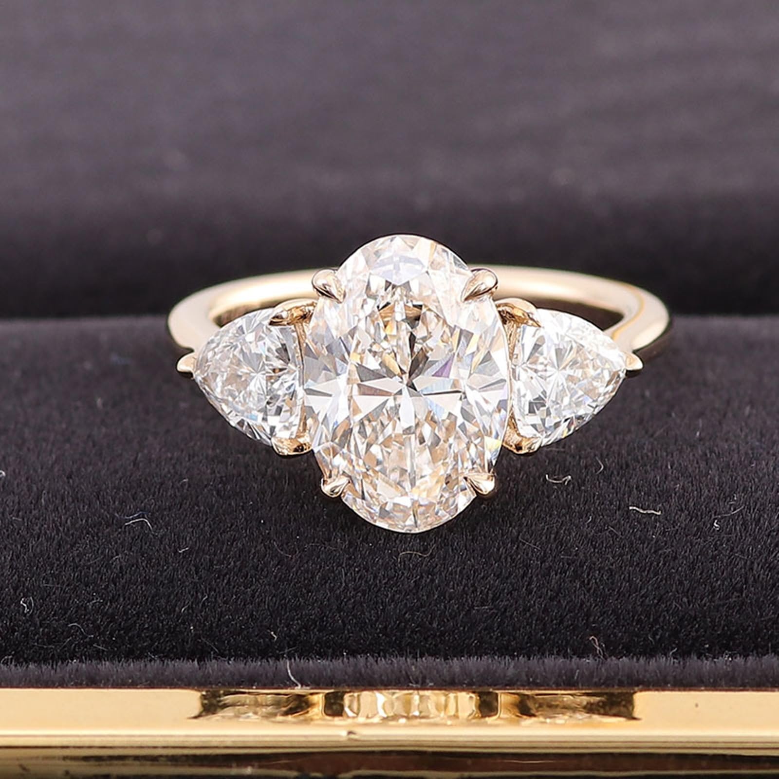 Anillo de oro amarillo para mujer, Moissanite, anillo de compromiso, oro auténtico 375/585/750, elegante anillo de boda de 9 K/14 K/18 K, oro con grabado para mujeres