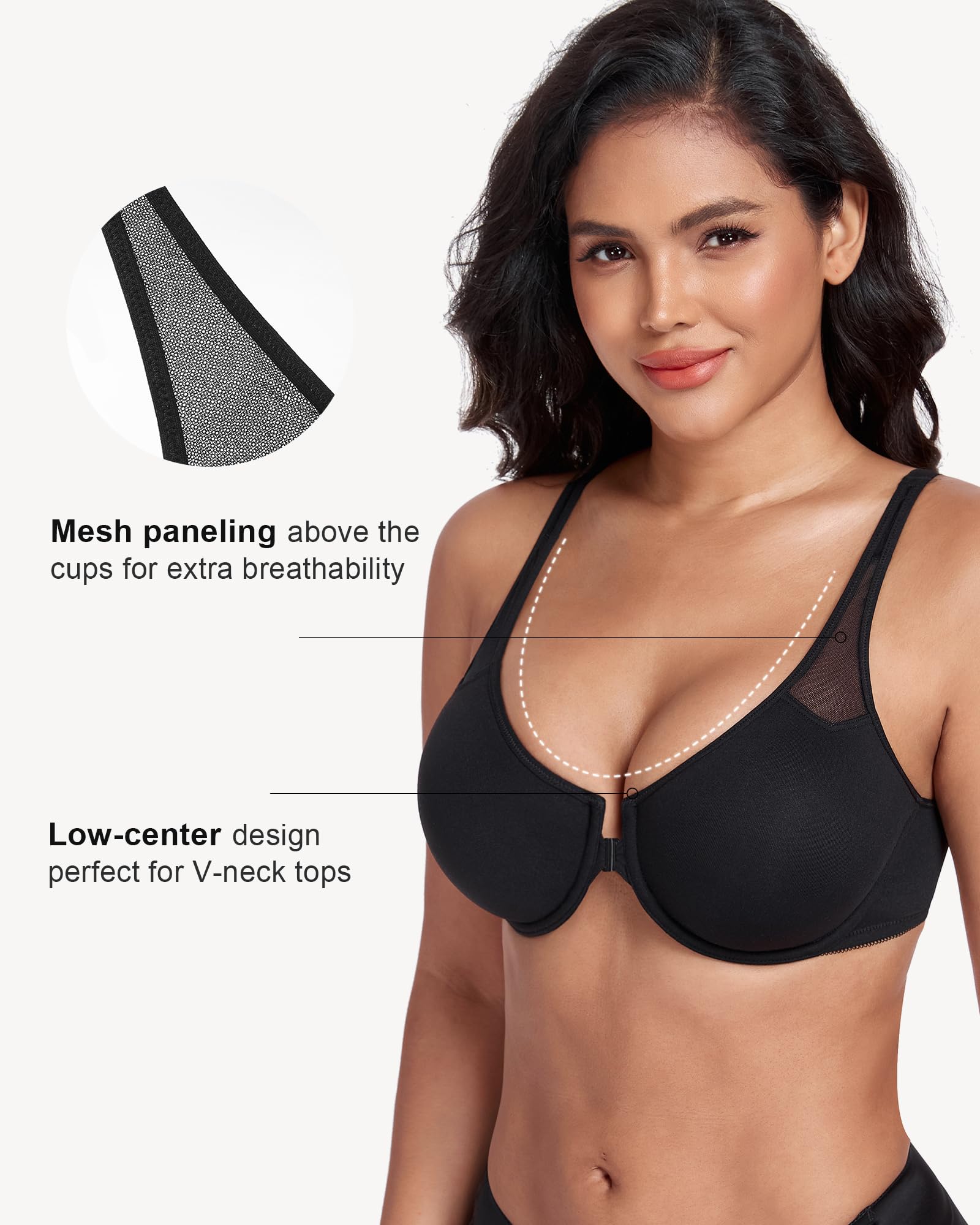DotVol Reggiseno con Chiusura Frontale, Coppe morbide e Ferretto per Donna da Indossare Tutti i Giorni Minimizer Taglie Grandi Intimo Comodo