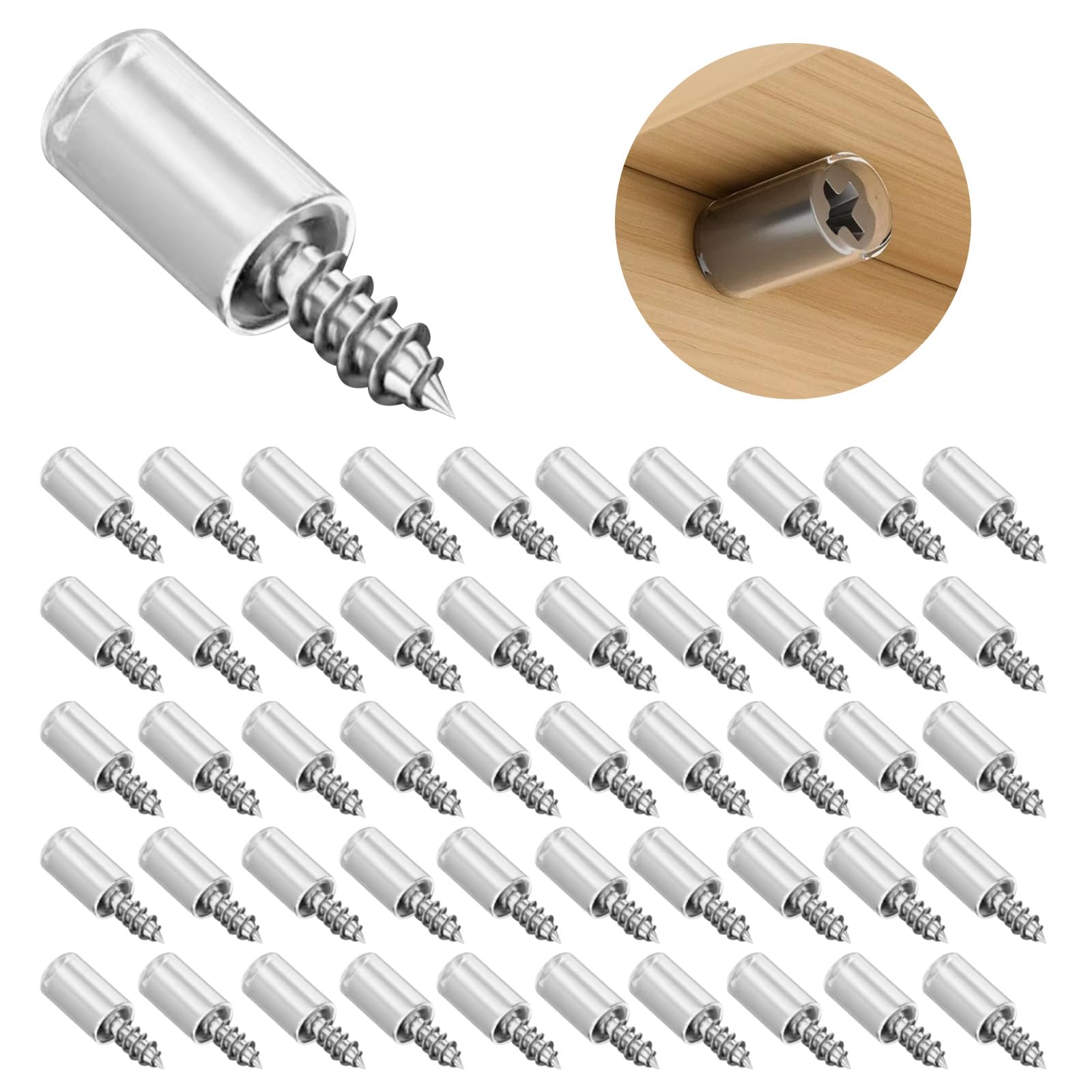 50 Pezzi Staffe per Mensole, Supporti per Mensole, Reggimensola a Scomparsa, Reggipiano Mobili, Sturdy Perni Mensole con Tappo Antiscivolo per Mobili, Armadi, Librerie, Vetro e Legno