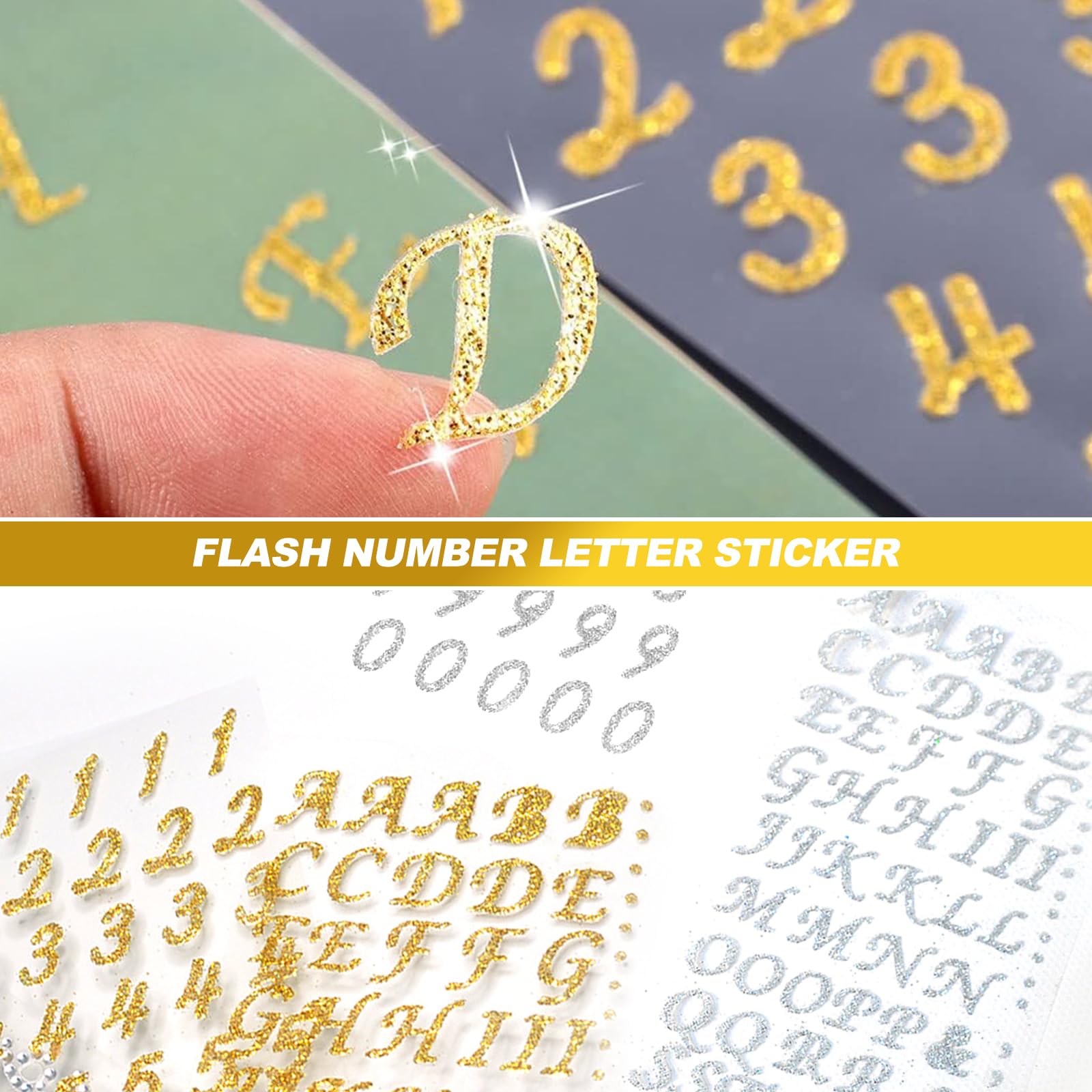 MaehSab Glitzer-Buchstaben Aufkleber - 4160 Stück In Gold & Silber Für Bastelprojekte