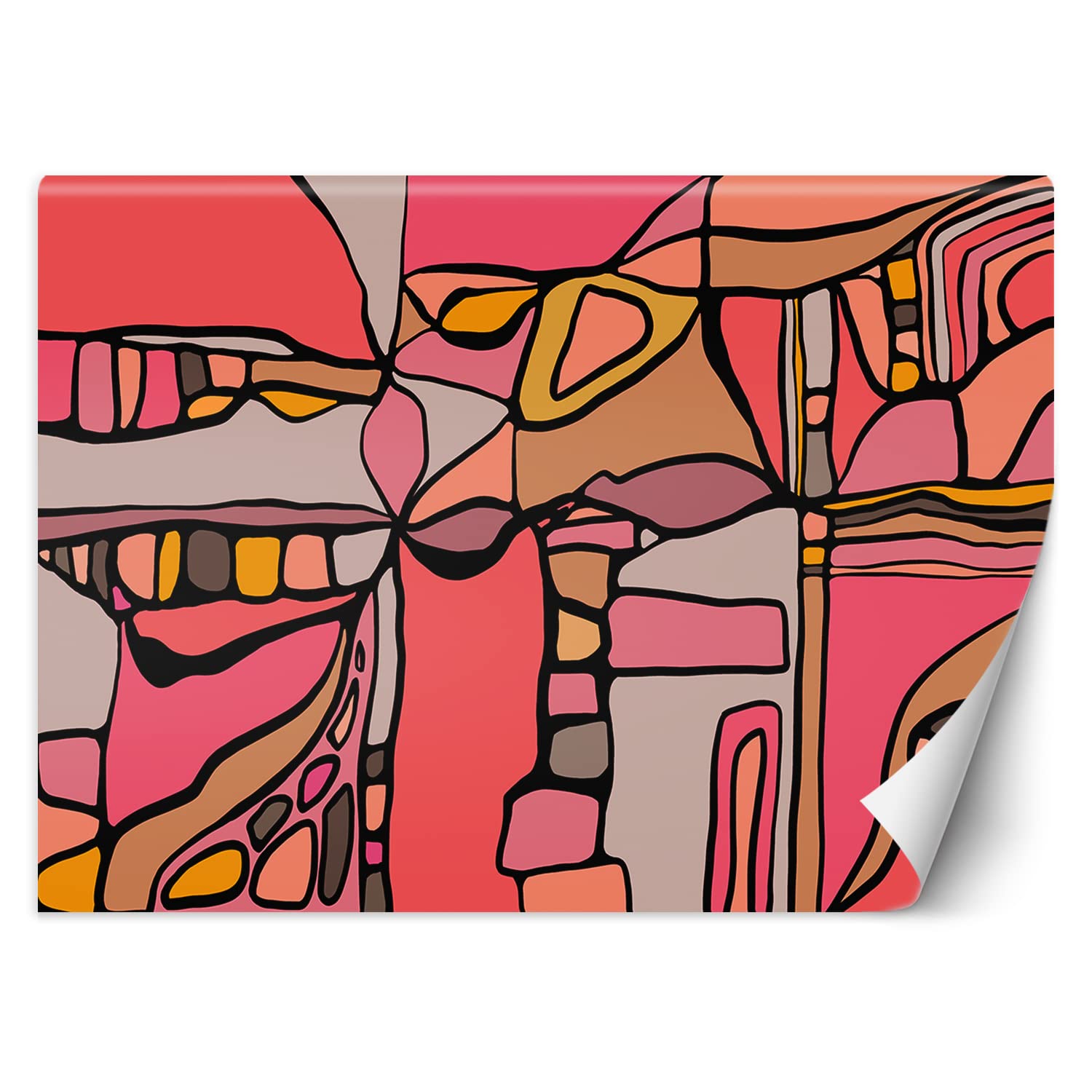 Feeby Fotomurali Poster Gigante Astrazione Forme liquide Arte digitale 450x315 cm arancione Decorazione Murale Fotografica Gabinetto Per Casa Soggiorno Salone Camera Degli Ospiti Graffitti
