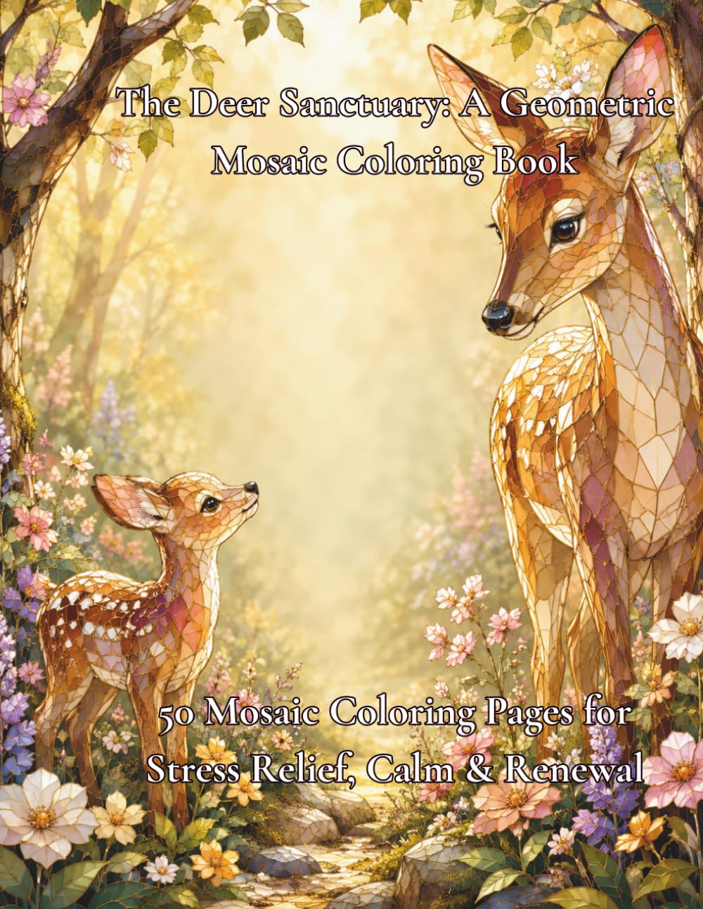 The Deer Sanctuary: A Geometric Mosaic Coloring Book: 50 Mosaic Coloring Pages for Stress Relief, Calm & Renewal (The Sanctuary)