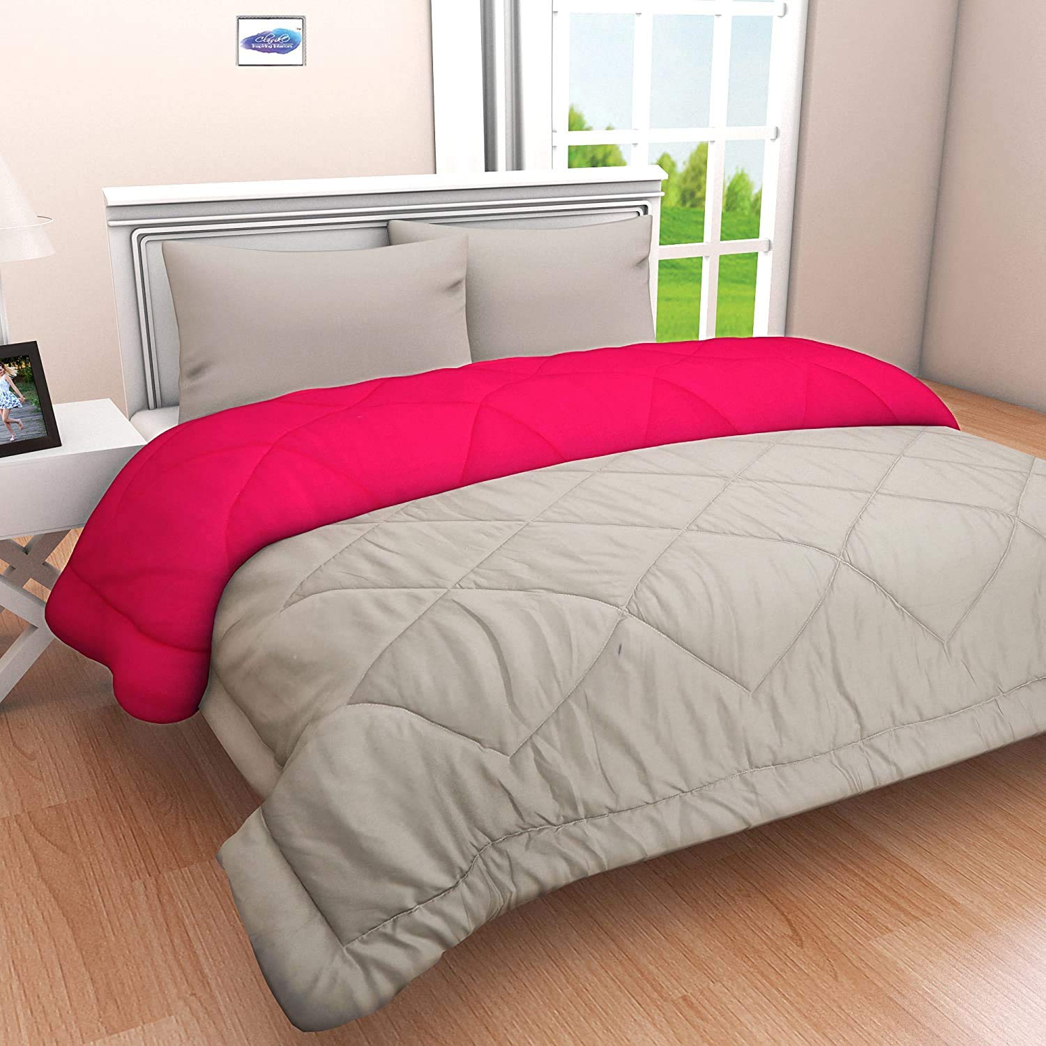 SVT Microfiber 200TC Comforter (Double Bed_Grey & Pink)-image-43