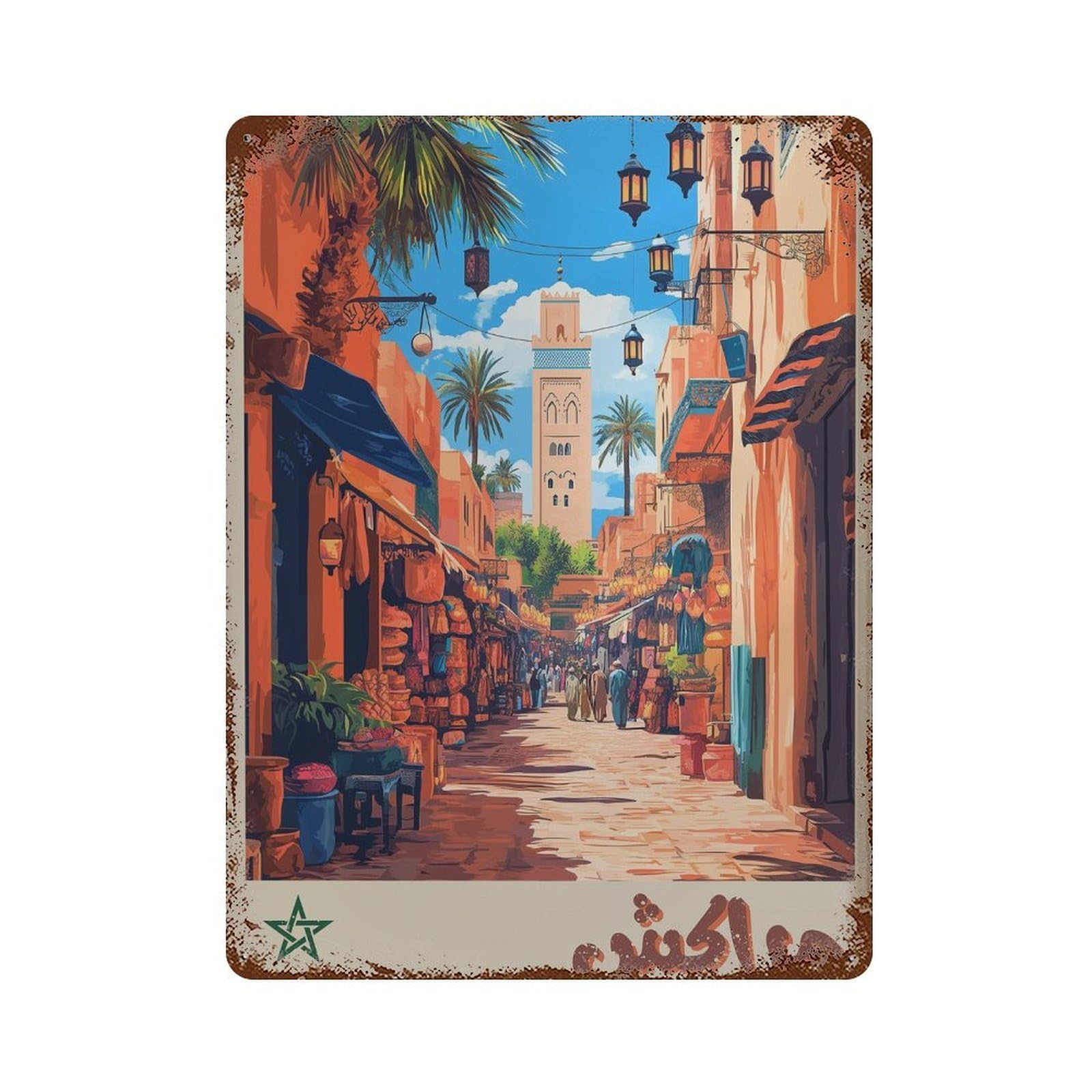 xiaoxiaoshen Marrakesh Travel Morocco in Arabic Wall Decor Art Metal Tin Poster Modern Home Decor Art Home Bar Shop Decorations Vintage Sign 40x30cm