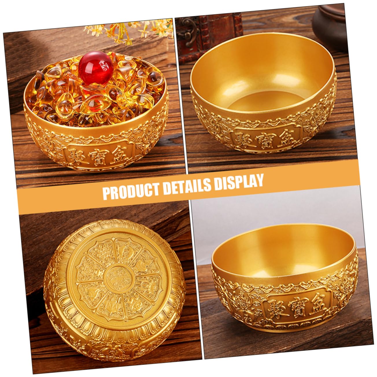 PRETYZOOM Cuenco Símbolo de Riqueza y Prosperidad para Oficina y Hogar de Latón Dorado Decorativo Diseño Artístico y Durabilidad Garantizada