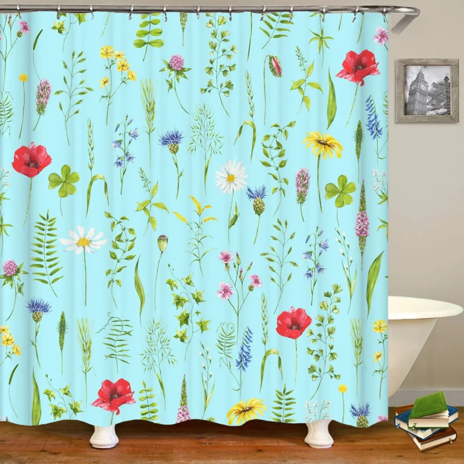 Rideau de douche 3D anti moisissure 150x203cm en polyester imperméable