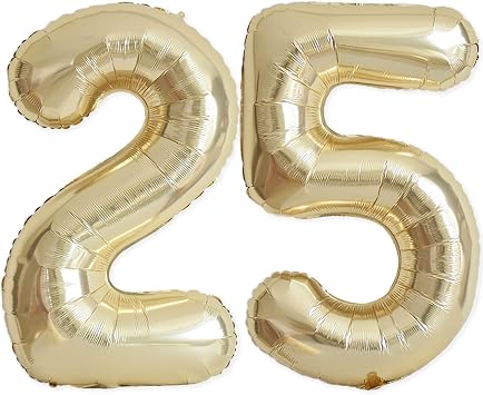 25 Balloon Number, 40 Inch Champagne Gold Foil Balloons Giant Jumbo Helium Number 25 or 52 Balloons for 25th 52th Birthday Decorations Anniversary Events Boys Girls Party Decorations Light Gold