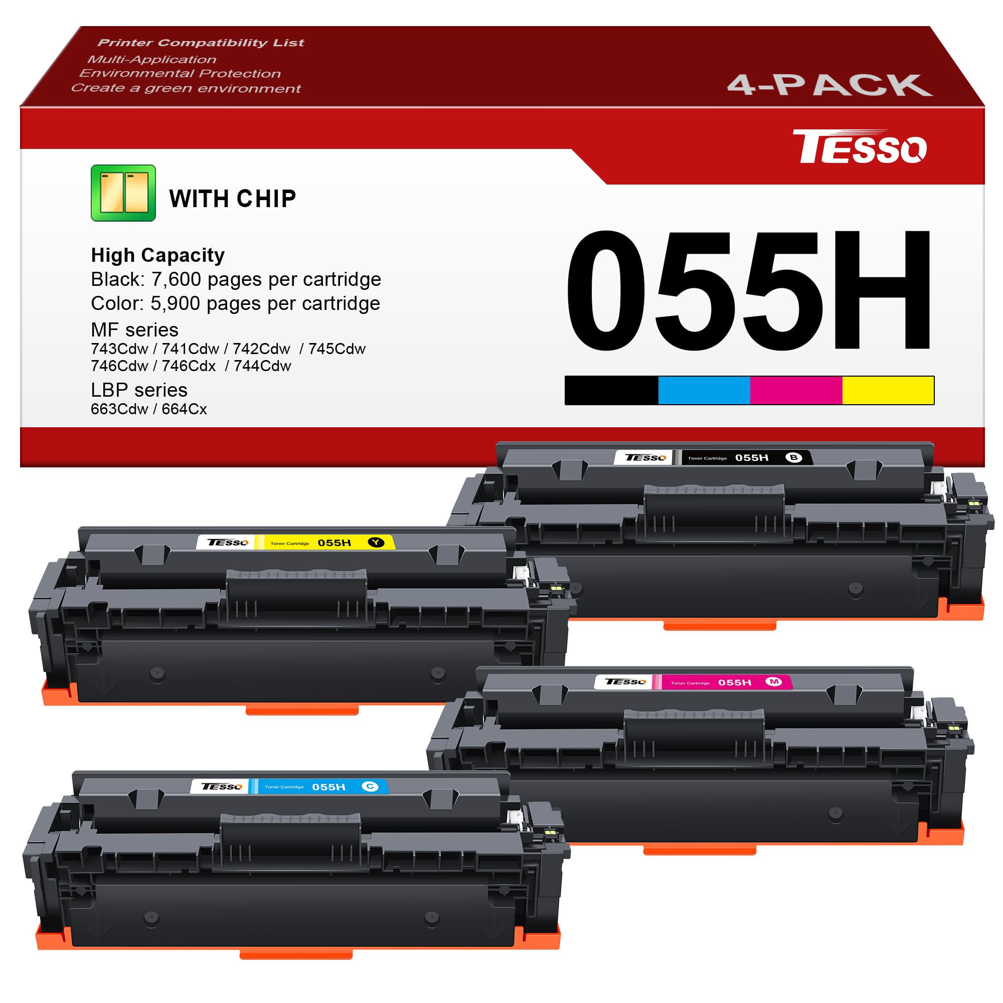 055H Toner Cartridge Set: MF743cdw MF741cdw Toner for Canon 055 Toner Cartridge Set to Work with Canon Color ImageCLASS MF743Cdw MF741Cdw Printer, Black Cyan Magenta Yellow 4 Pack mf741c/743c Toner