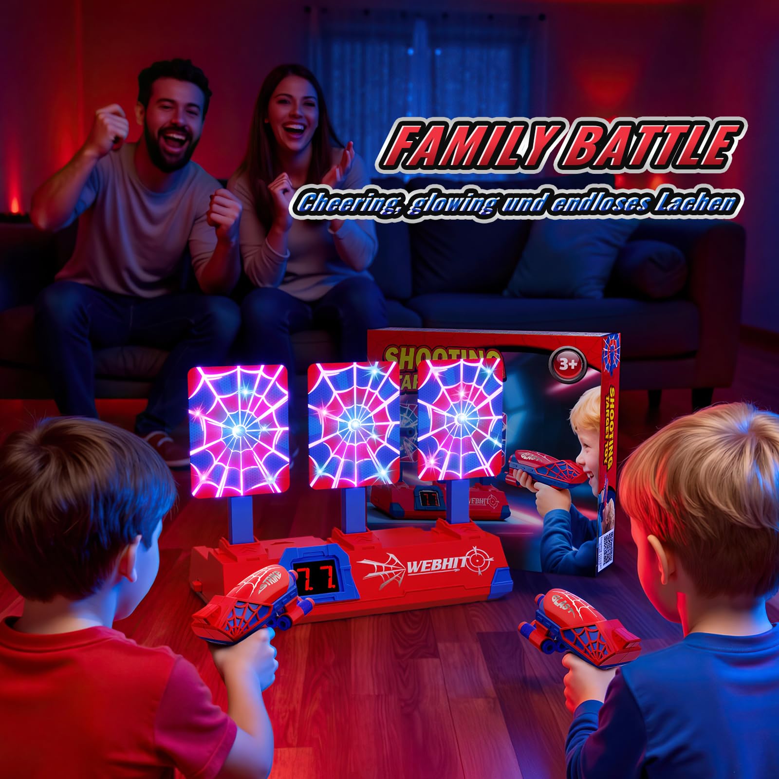 Spielzeug Pistole mit Netz Leuchtend Elektrisch Digitale Zielscheibe, Spielzeug ab 3-12 Jahre Jungen Kinderspielzeug Spiele Geschenk Junge 4 5 6 7 8 9 10 Jahre Geburtstags Klein Ostergeschenke Kinder