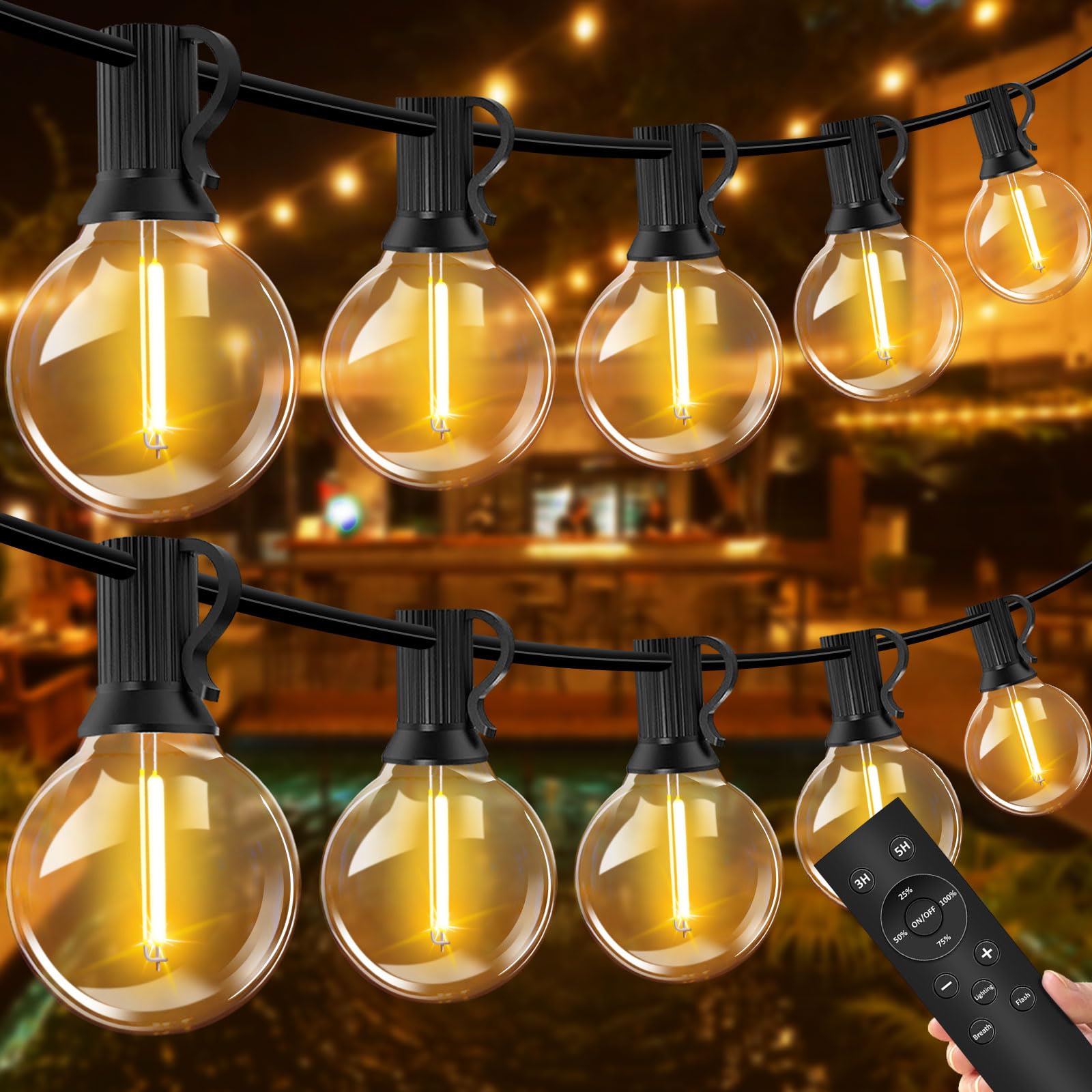 VANDABAO Catena Luminosa Esterno - 40m 56+2 Led Lampadine Luci da Esterno Giardino Dimmerabile con Telecomando Lucine da Esterno Catene Luminose Esterni Decorative per Jardin