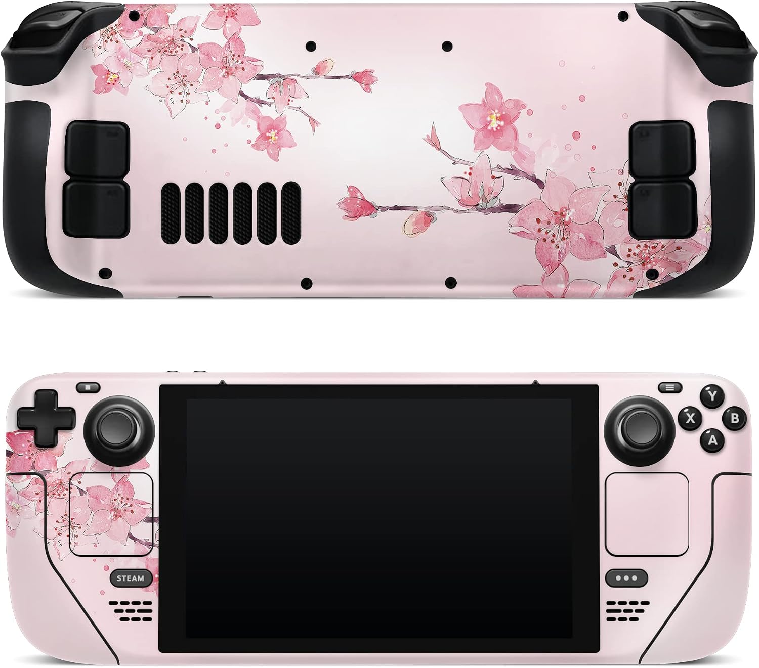 ZOOMHITSKINS Console Skin Compatible with Steam Deck, Elegant Pastel Light Pink Vintage Flowers Design, Bubble-Free, 3M Vinyl Skin Decal Accessories, Made in The USA