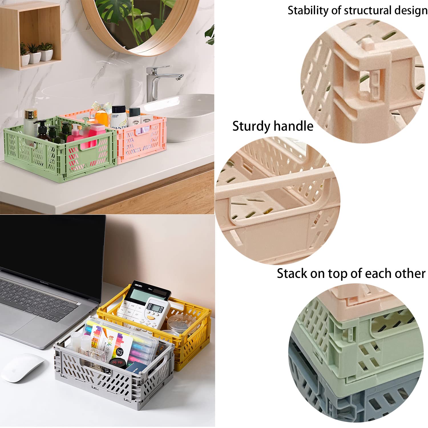 5pcs Boîte De Rangeent Pliable, Caisse De Rangeent Deux Tailles, Panier De Rangeent Pliable