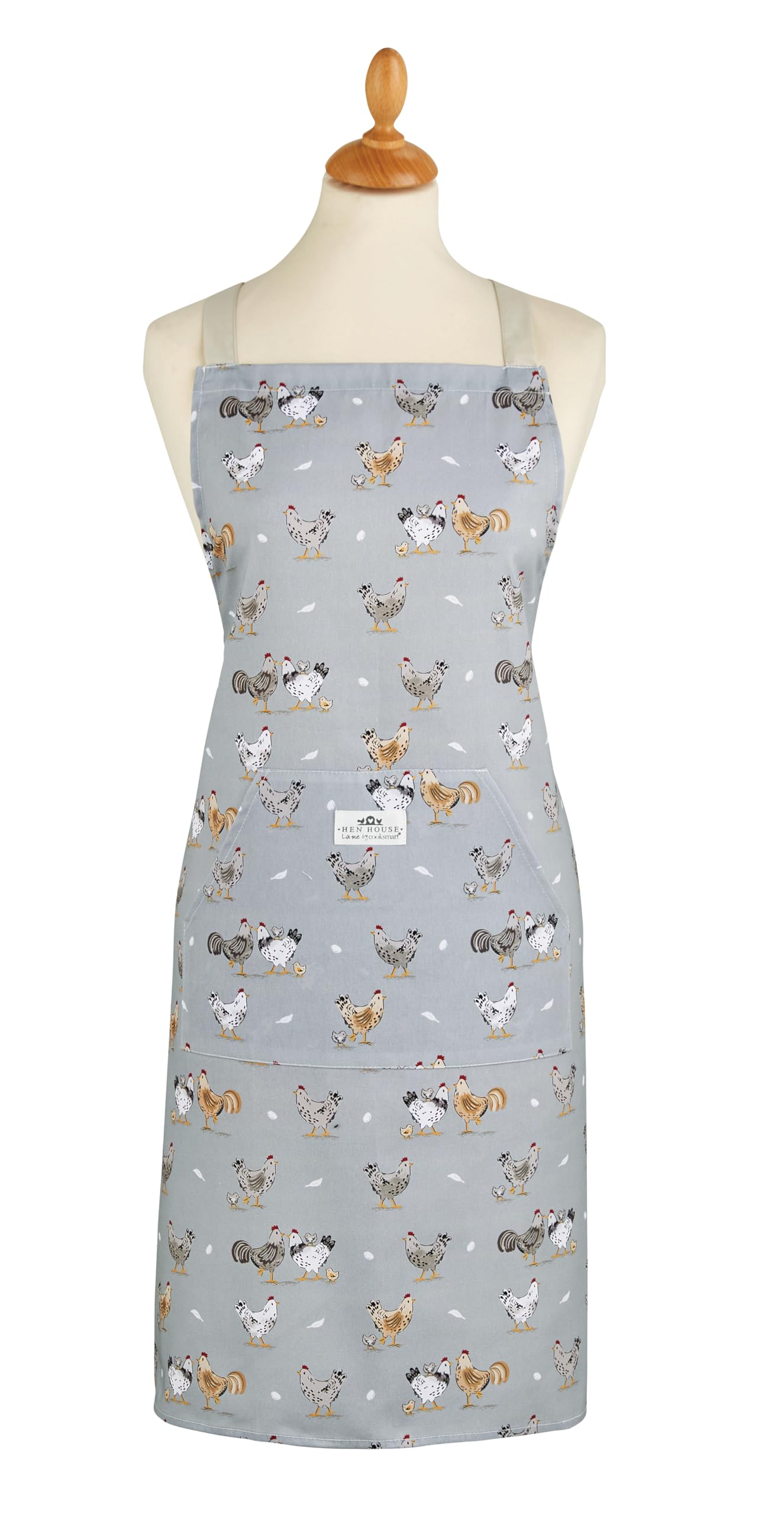 Cooksmart Hen House Lane Apron | British Designed 100% Cotton Kitchen Apron | Farmhouse-Inspired Sage Grey Design | Hardwearing & Stylish Cooking Aprons | Machine Washable