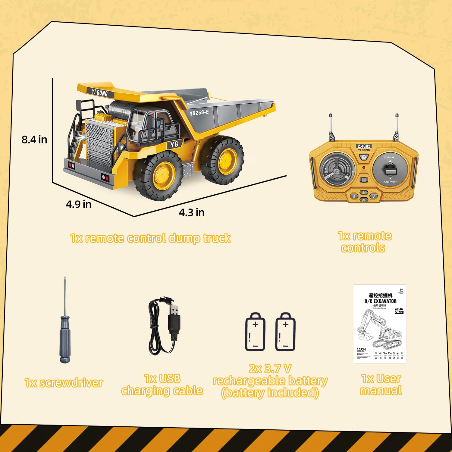 Bulldozer telecomandato, 9 canali, con luce e suono, giocattolo Bulldozer telecomandato da 2,4 GHz, adatto per ragazzi di età compresa tra 3 e 9 anni e oltre