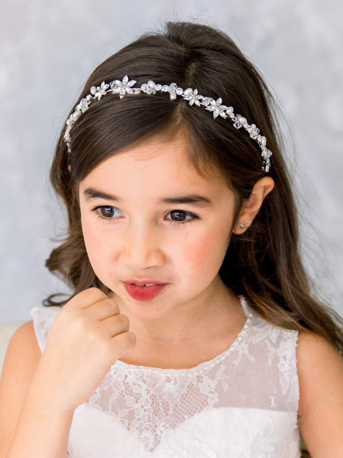 Amazon.com : SWEETV Silver Flower Girl Headpiece for Wedding  display picture 3