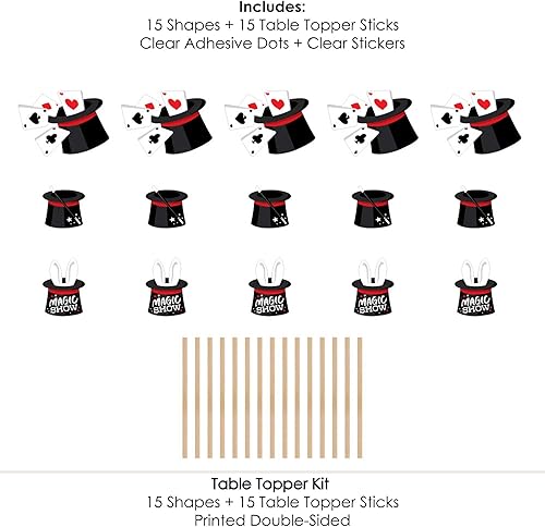 Miniatura 6 de Big Dot of Happiness Ta-Da, Magic Show - Palitos mágicos para centro de mesa de fiesta de cumpleaños, juego de 15